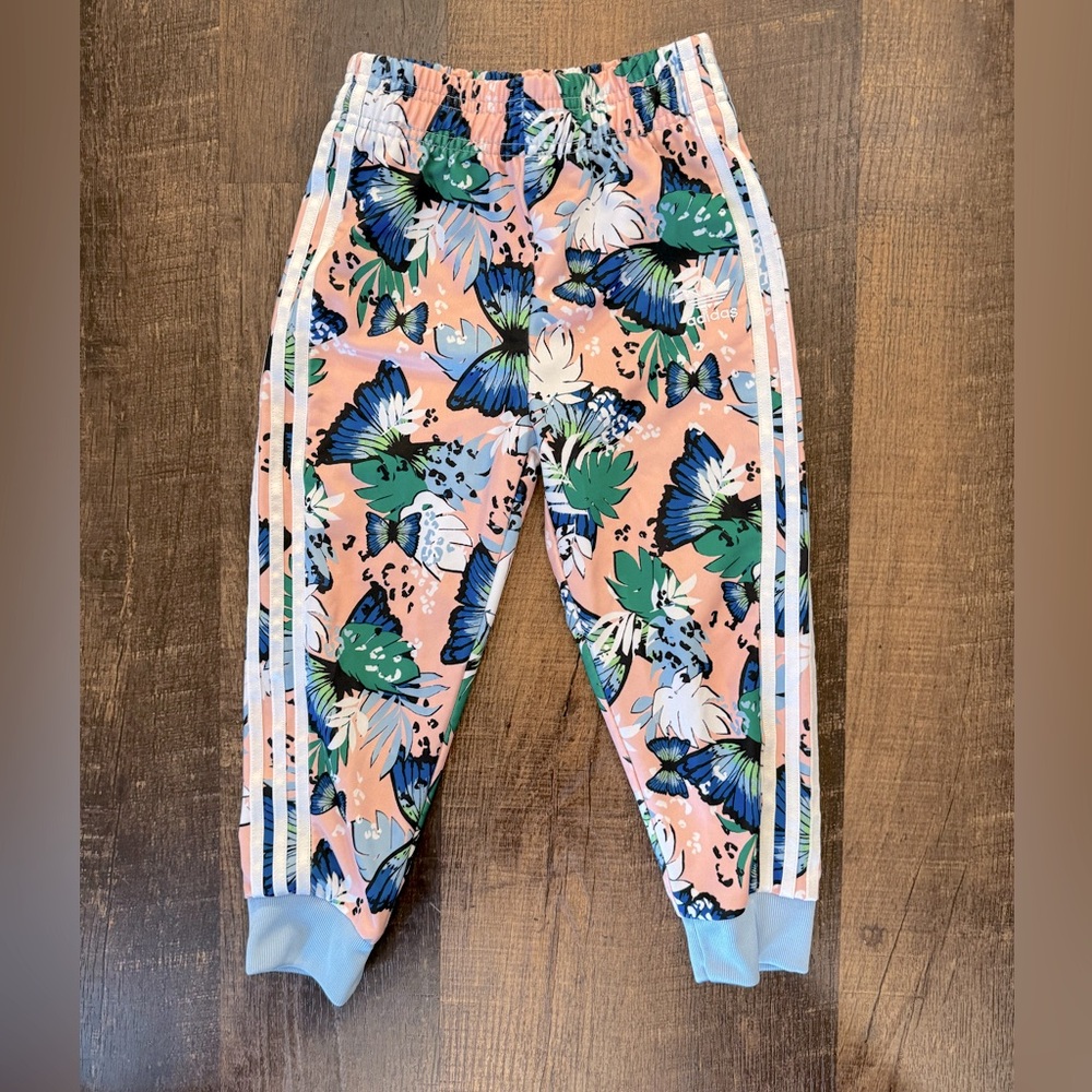 Girls adidas tropical print track pants